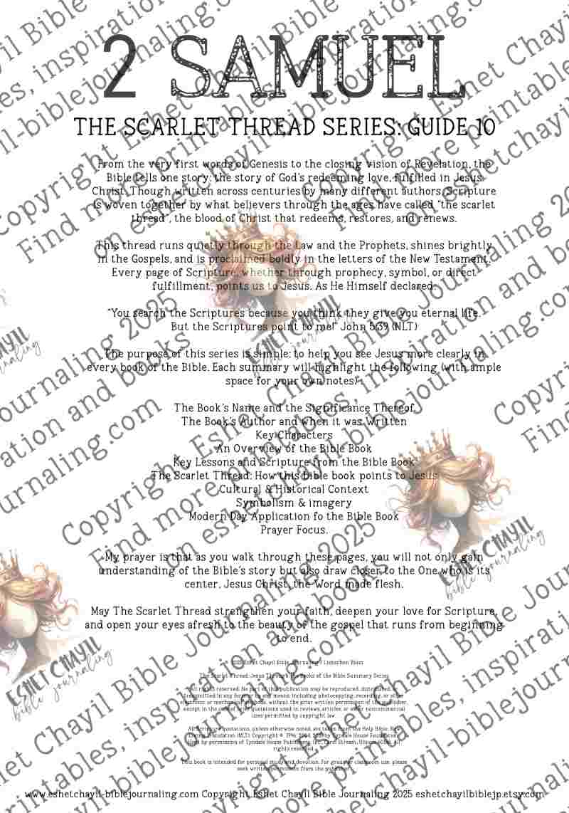 The Scarlet Thread: 2 Samuel Bible Book Summary -  A Bible Study Guide and Printable Ebook, Bible Journaling, Bible Study Guide (Copy)