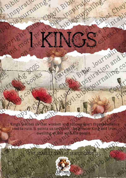 The Scarlet Thread: 1 Kings Bible Book Summary -  A Bible Study Guide and Printable Ebook, Bible Journaling, Bible Study Guide