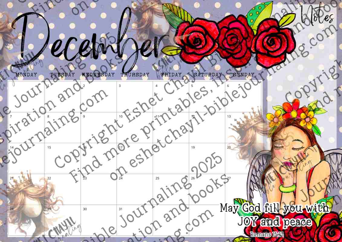 A Joyful 2026 - Printable Calendar up to A3 with Hand drawn Illustrations