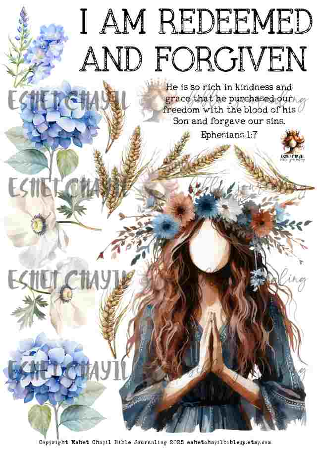 #AFFIRMATION 2 - I am redeemed and forgiven – Ephesians 1:7 - Bible Journaling Printable (Copy)