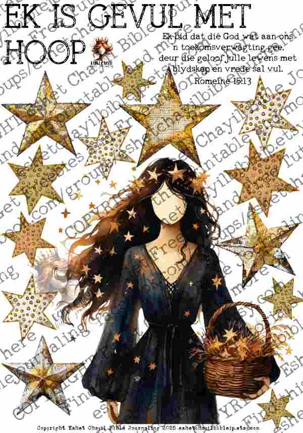 #BEVESTIGING 29 - Ek is gevul met hoop - Romeine 15:13 - Bible Journaling Printable