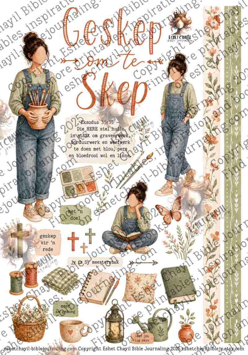 Geskep om te Skep - AFRIKAANS - Bible Journaling and Scripture Writing Printable