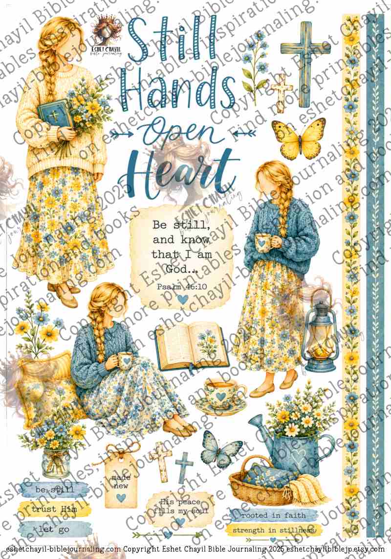 Still Hands Open Heart - ENGLISH - Bible Journaling and Scripture Writing Printable