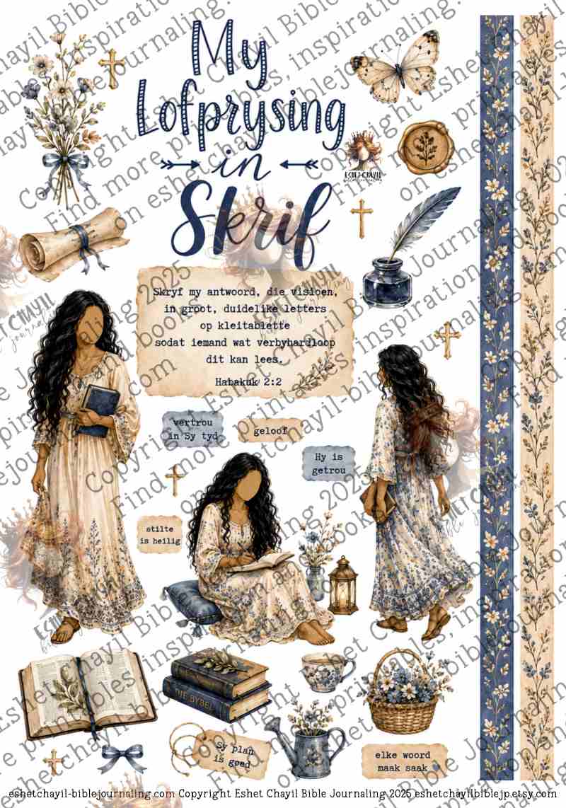 My Lofprysing in Skrif - AFRIKAANS - Bible Journaling and Scripture Writing Printable