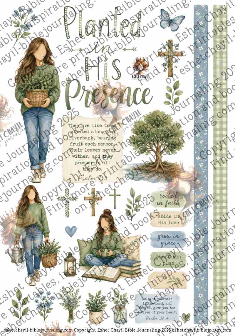 Planted in His Presence - ENGLISH - Bible Journaling and Scripture Writing Printable (Copy)
