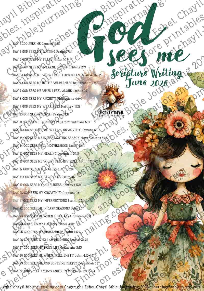 God Sees Guide - ENGLISH - Bible Journaling and Scripture Writing Printable