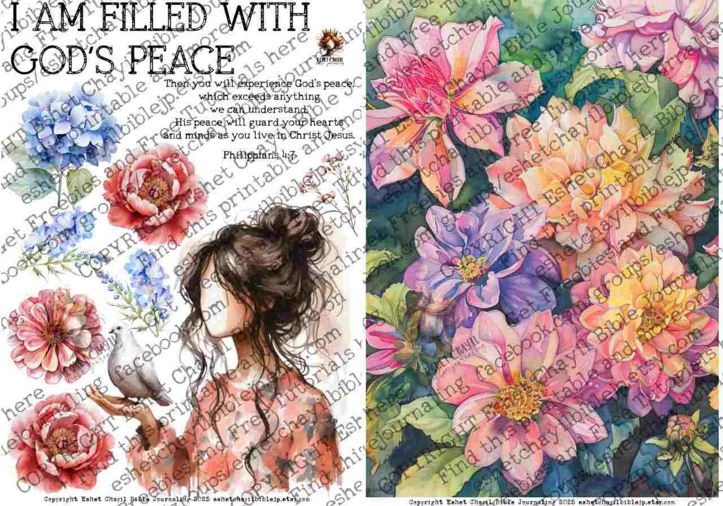 #AFFIRMATION 13 - I am filled with God’s peace – Philippians 4:7 - Bible Journaling Printable
