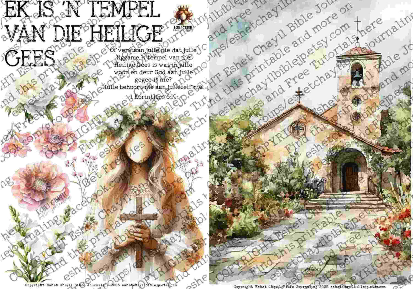 #BEVESTIGING 16 - Ek is ’n tempel van die Heilige Gees – 1 Korintiërs 6:19 - Bible Journaling Printable
