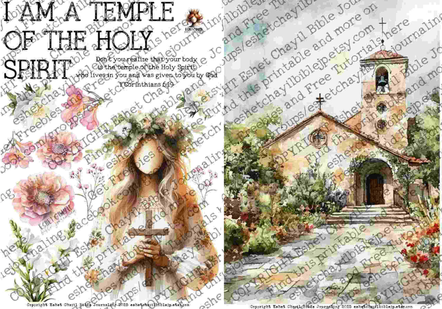 #AFFIRMATION 16 - I am a temple of the Holy Spirit – 1 Corinthians 6:19 - Bible Journaling Printable