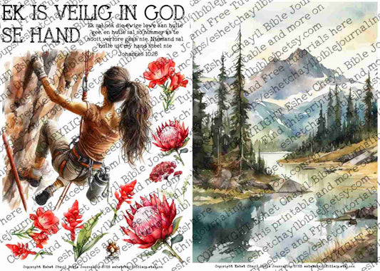 #BEVESTIGING 18 - Ek is veilig in God se hand - Johannes 10:28  - Bible Journaling Printable