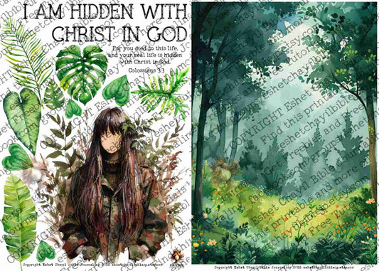 #AFFIRMATION 22 -  I am hidden with Christ in God – Colossians 3:3 - Bible Journaling Printable