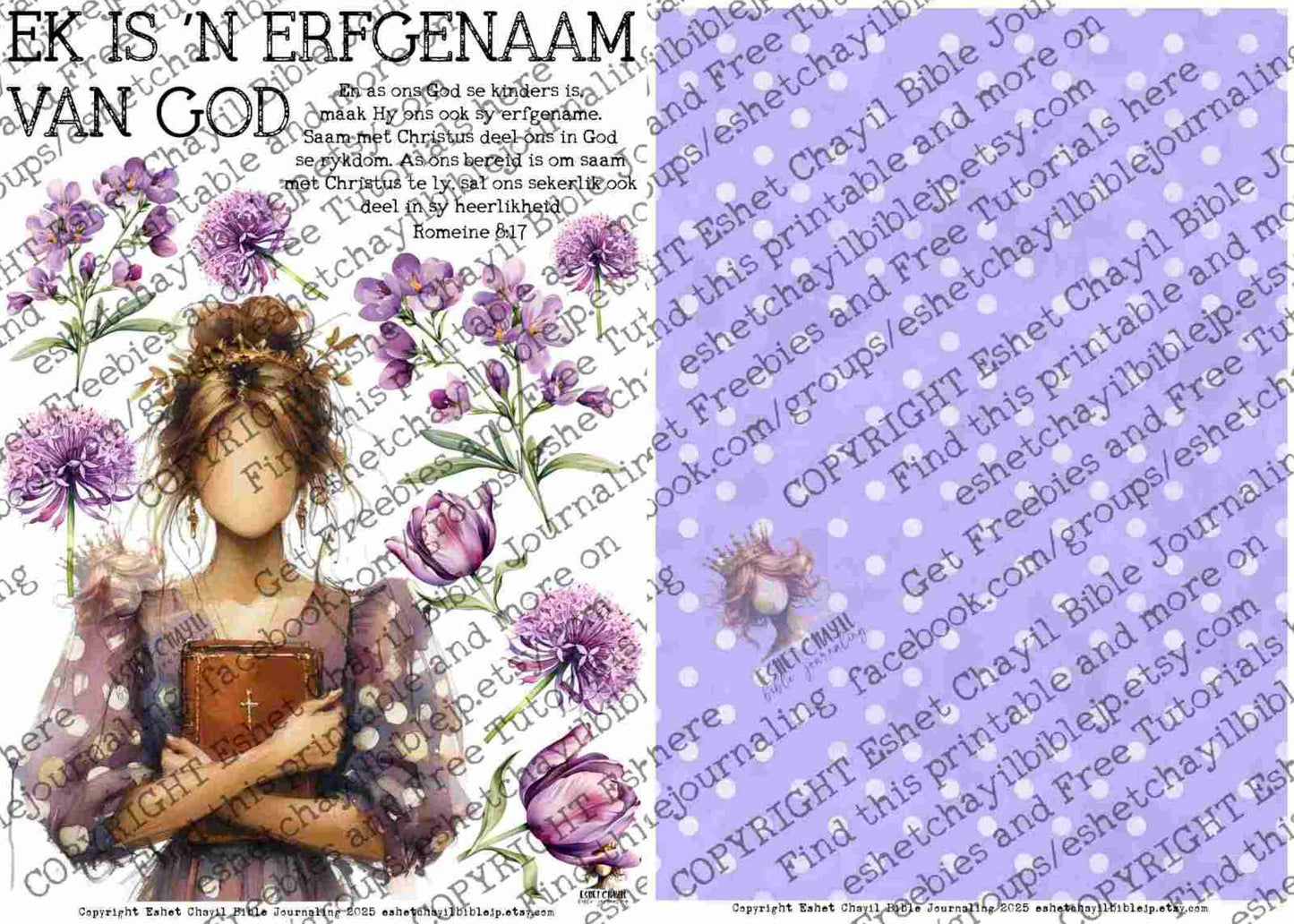 #BEVESTIGING 23 - Ek is ’n erfgenaam van God – Romeine 8:17 - Bible Journaling Printable