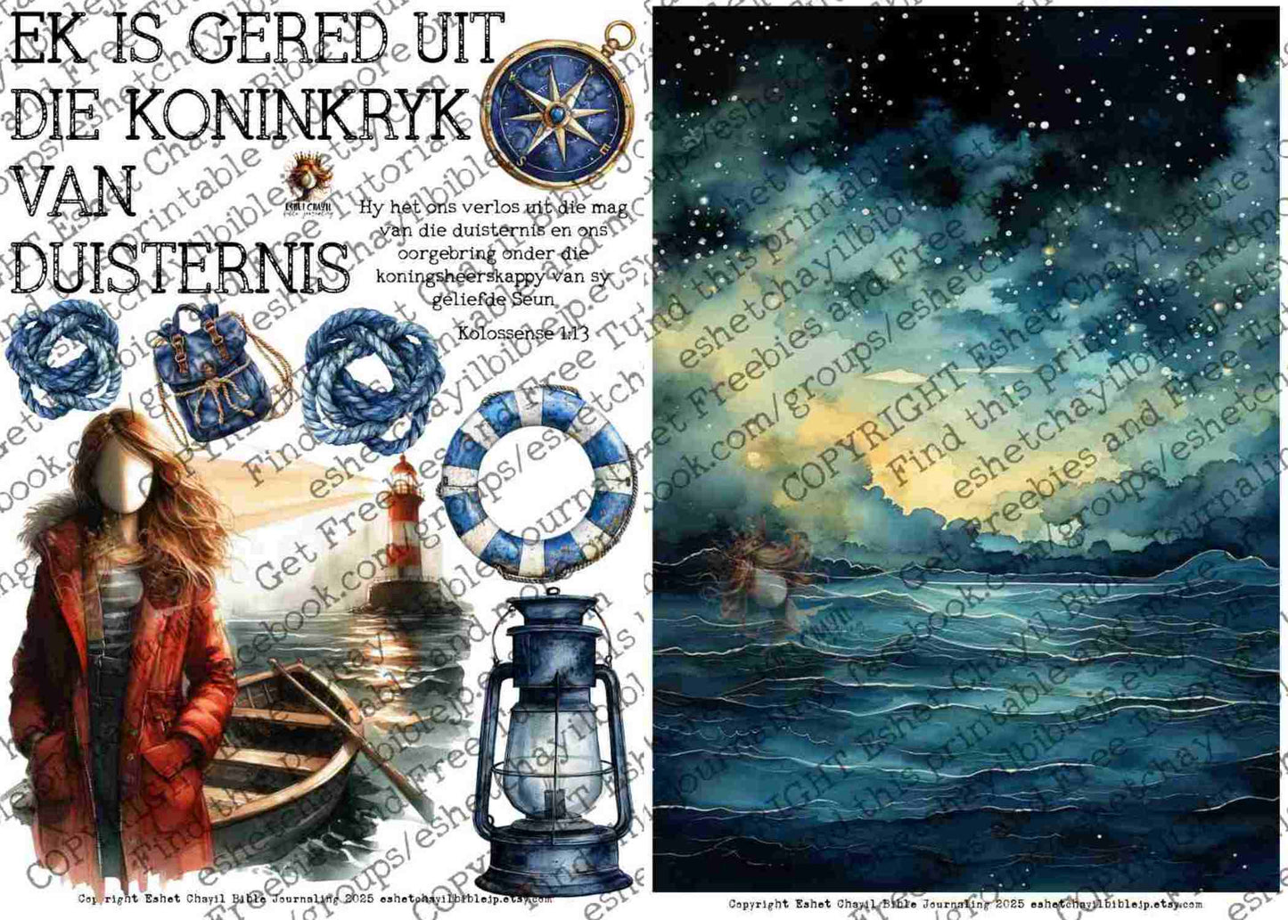 #BEVESTIGING 24 - Ek is gered uit die koninkryk van duisternis – Kolossense 1:13  - Bible Journaling Printable