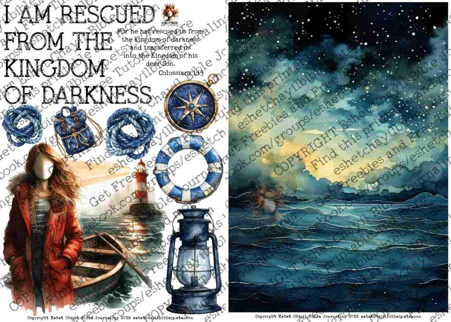 #AFFIRMATION 24 - I am rescued from the kingdom of darkness – Colossians 1:13 - Bible Journaling Printable