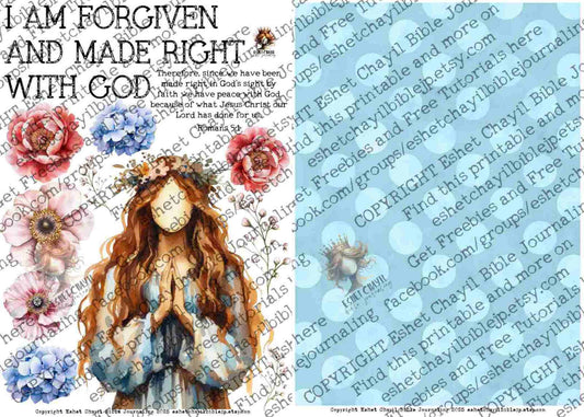 #AFFIRMATION 25 -  I am forgiven and made right with God – Romans 5:1  - Bible Journaling Printable