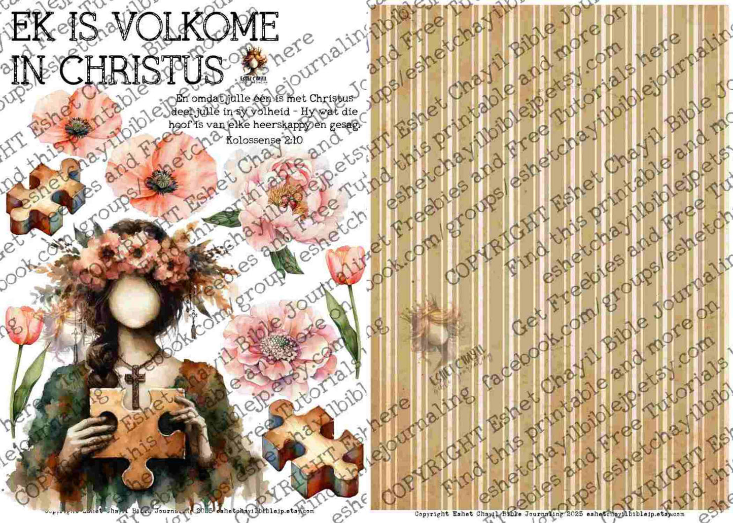 #BEVESTIGING 26 - Ek is volkome in Christus – Kolossense 2:10  - Bible Journaling Printable