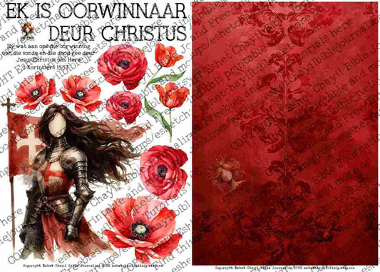 #BEVESTIGING 31 - Ek is oorwinnaar deur Christus - 1 Korintiërs 15:57 - Bible Journaling Printable