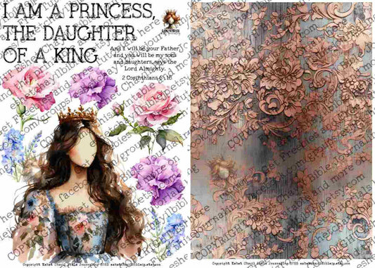 #AFFIRMATION 32 -  I am a princess, the daughter of a King 2 Corinthians 6:18  - Bible Journaling Printable