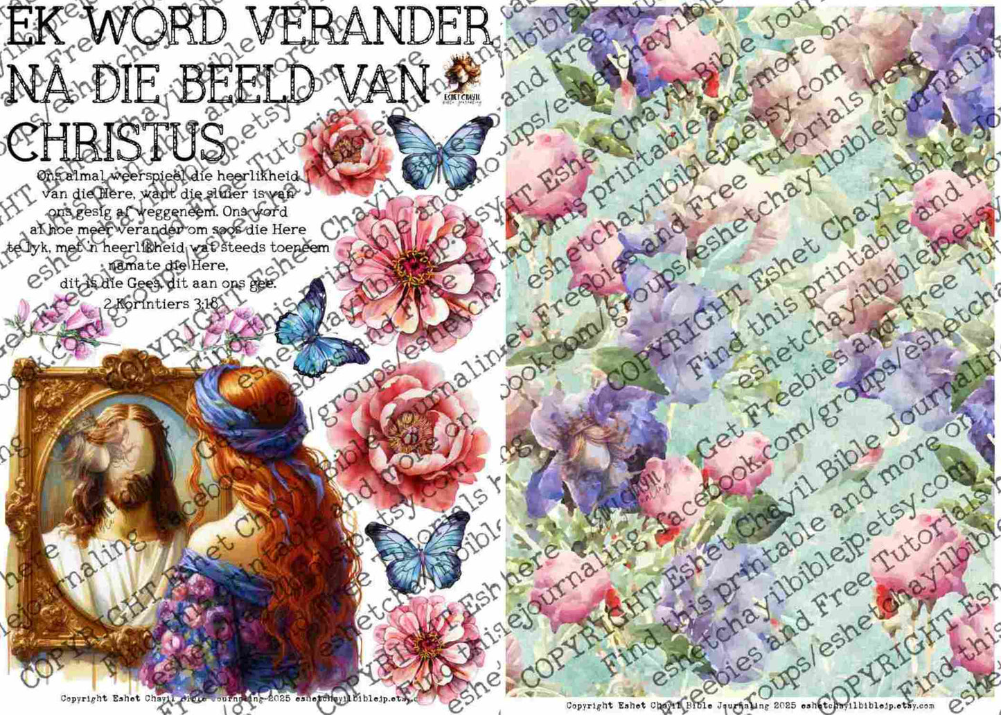 #BEVESTIGING 36 - Ek word verander na die beeld van Christus - 2 Korintiërs 3:18 - Bible Journaling Printable