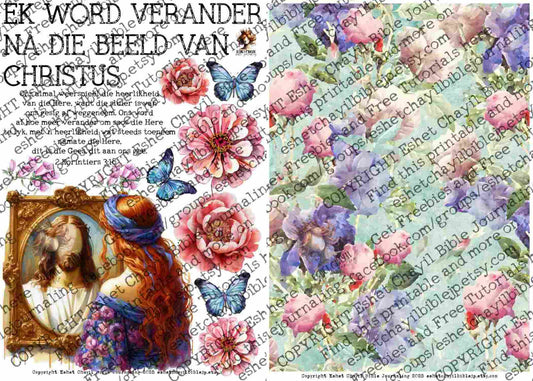 #BEVESTIGING 36 - Ek word verander na die beeld van Christus - 2 Korintiërs 3:18 - Bible Journaling Printable