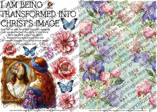 #AFFIRMATION 36 -  I am being transformed into Christ’s image 2 Corinthians 3:18  - Bible Journaling Printable