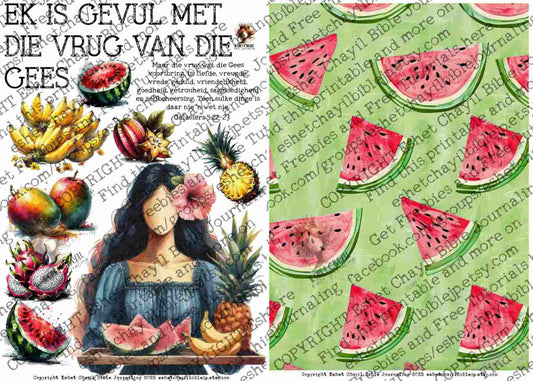 #BEVESTIGING 38 -  Ek is gevul met die vrug van die Gees - Galasiërs 5:22-23 - Bible Journaling Printable