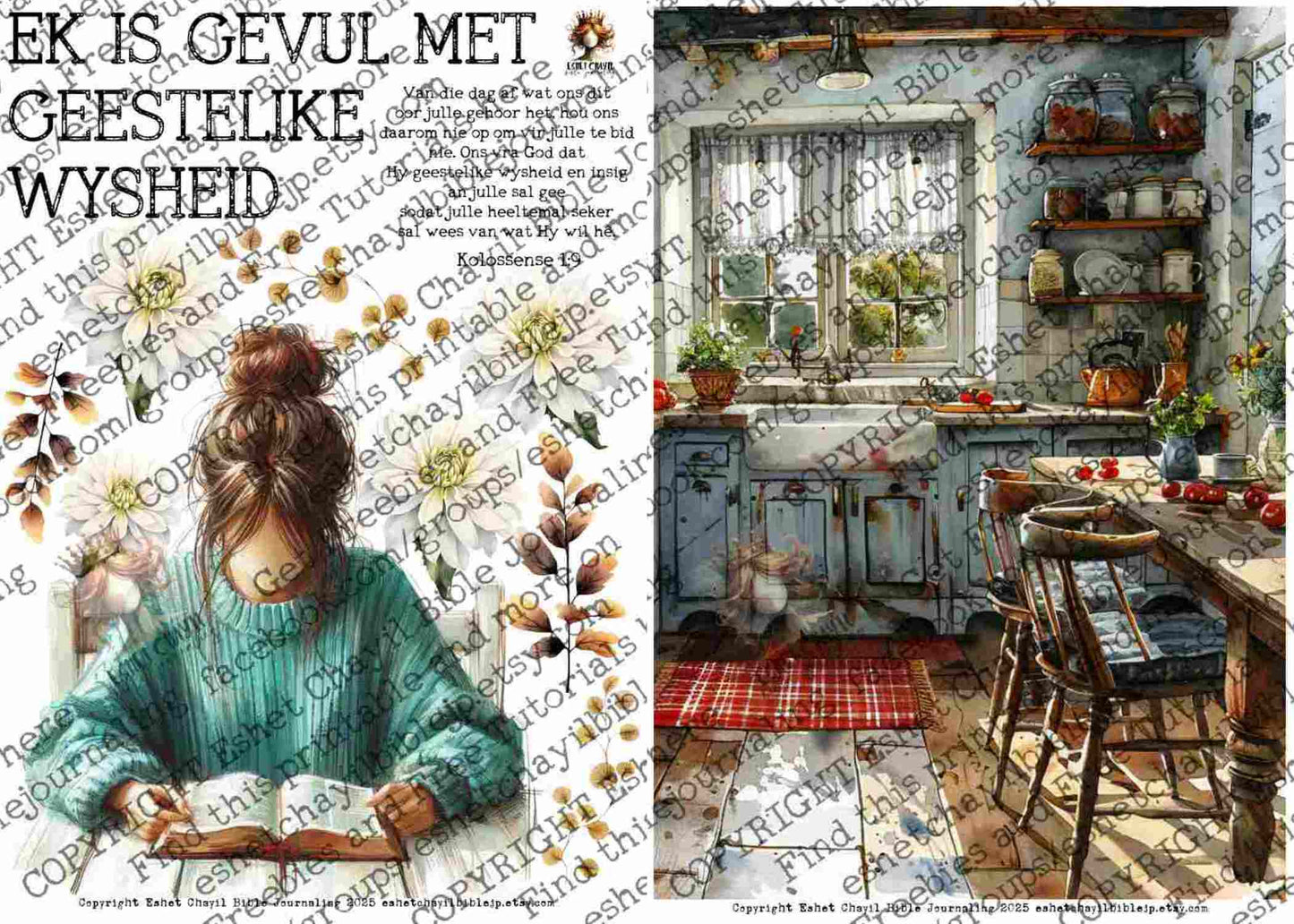 #BEVESTIGING 39 - Ek is gevul met geestelike wysheid - Kolossense 1:9  - Bible Journaling Printable