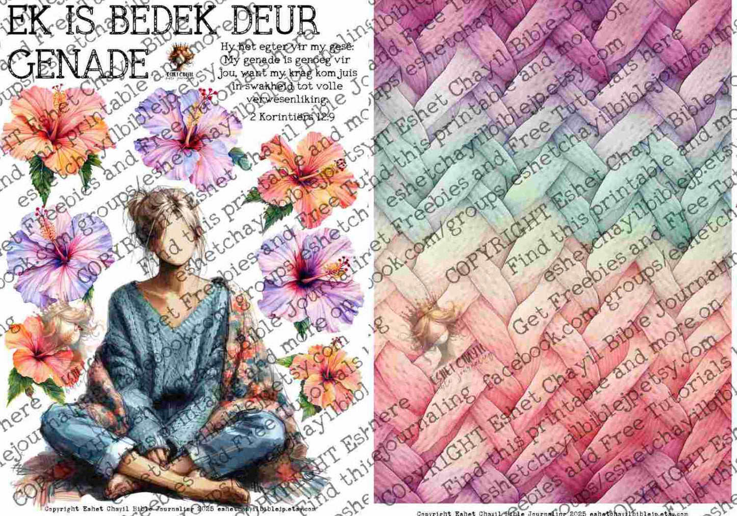 #BEVESTIGING 43 - Ek is bedek deur genade – 2 Korintiërs 12:9 - Bible Journaling Printable