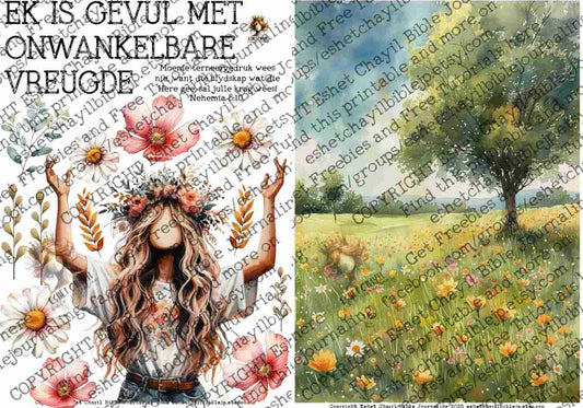 #BEVESTIGING 45 - Ek is gevul met onwankelbare vreugde – Nehemia 8:10  - Bible Journaling Printable