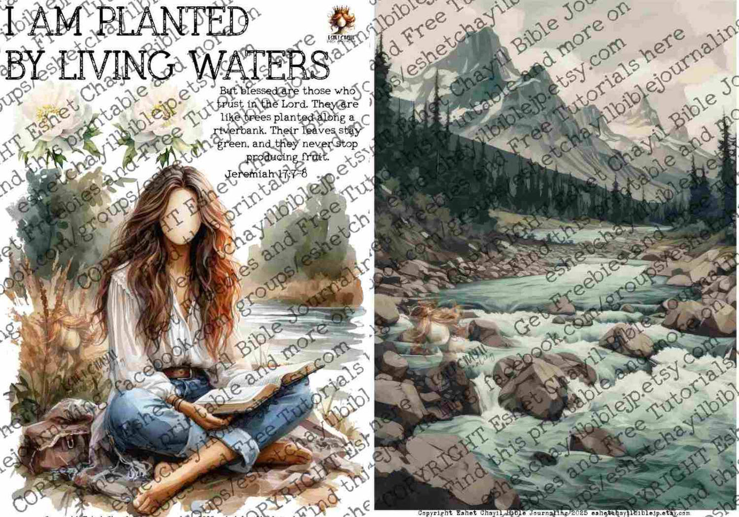 #AFFIRMATION 48 - I am planted by living waters - Jeremiah 17:7-8 - Bible Journaling Printable