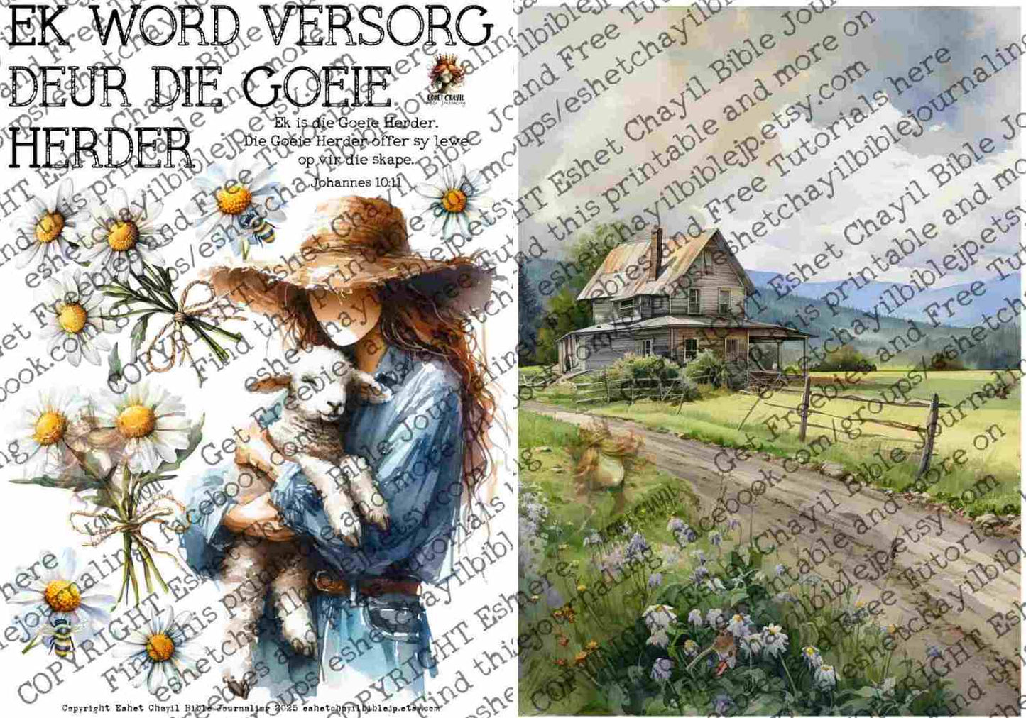 #BEVESTIGING 50 - Ek word versorg deur die Goeie Herder - Johannes 10:11 - Bible Journaling Printable