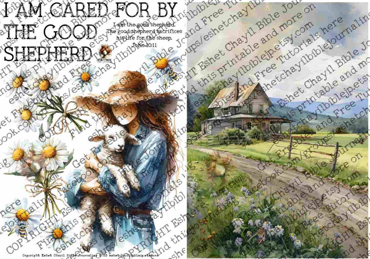 #AFFIRMATION 50 - I am cared for by the Good Shepherd - John 10:11 - Bible Journaling Printable
