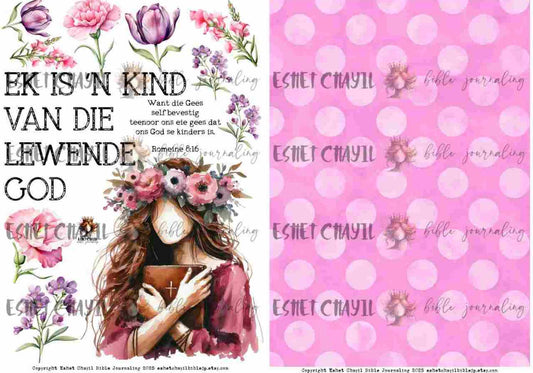 #BEVESTIGING 1 -  Ek is ’n kind van die lewende God – Romeine 8:16 - Bible Journaling Printable