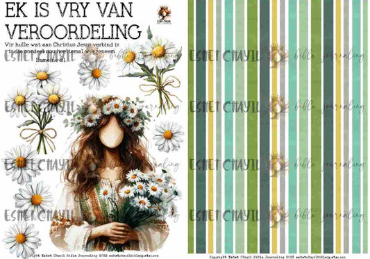 #BEVESTIGING 6 - Ek is vry van veroordeling – Romeine 8:1  - Bible Journaling Printable