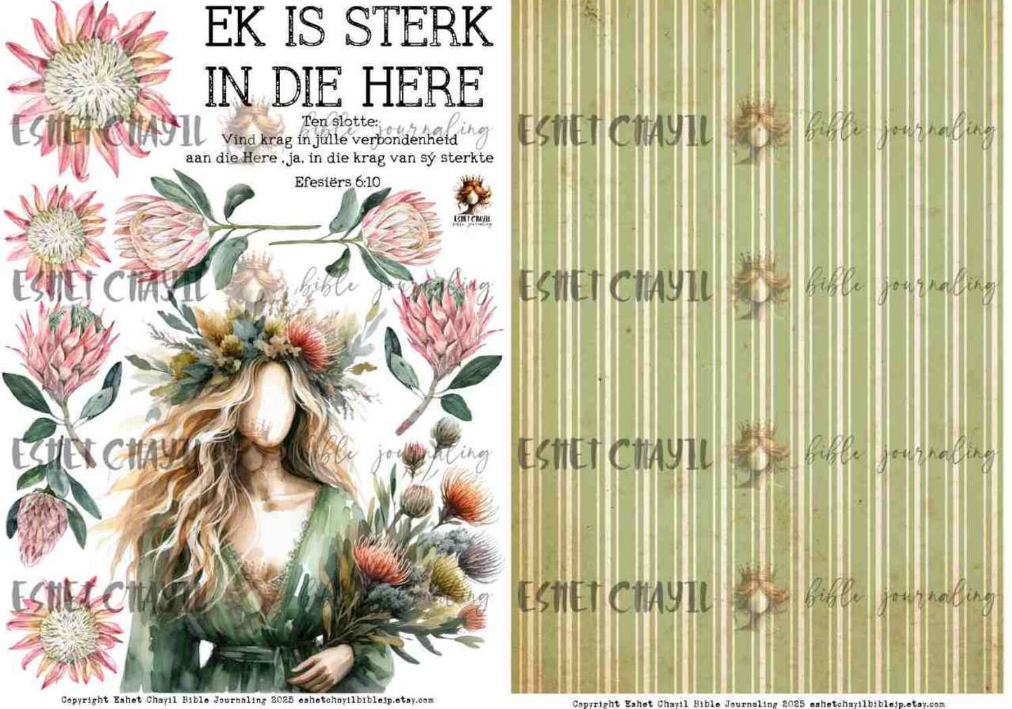 #BEVESTIGING 8 - Ek is sterk in die Here – Efesiërs 6:10 - Bible Journaling Printable