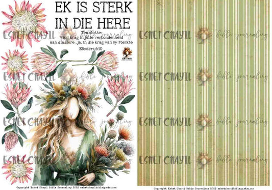 #BEVESTIGING 8 - Ek is sterk in die Here – Efesiërs 6:10  - Bible Journaling Printable