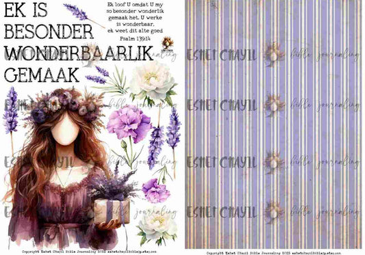 #BEVESTIGING 3 - Ek is besonder wonderbaarlik gemaak – Psalm 139:14  - Bible Journaling Printable