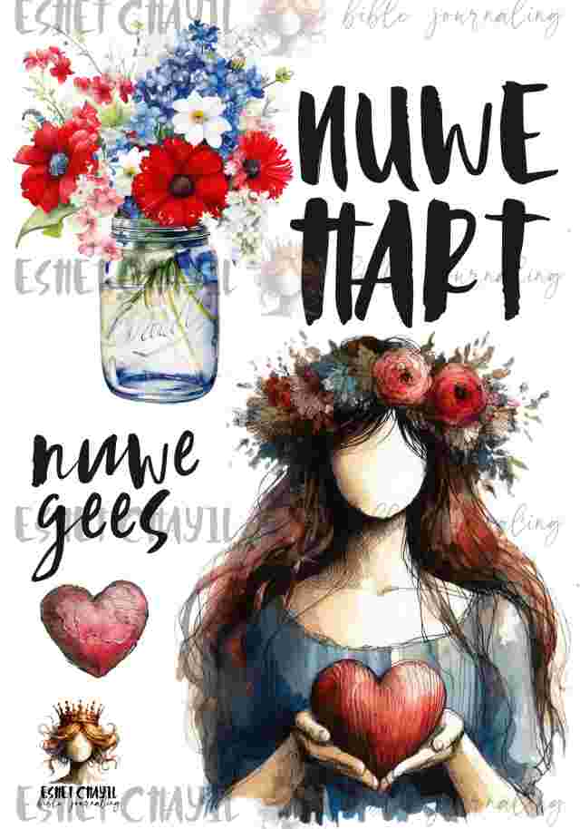 #BIBLE JOURNALING PRINTABLE - NEW HEART AFRIKAANS