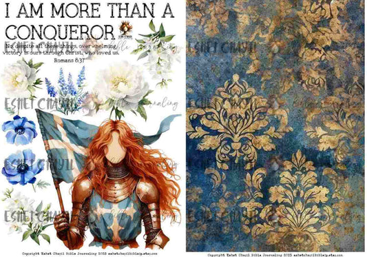 #AFFIRMATION 10 - I am more than a conqueror – Romans 8:37  - Bible Journaling Printable
