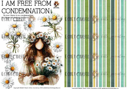 #AFFIRMATION 6 -  I am free from condemnation – Romans 8:1 - Bible Journaling Printable