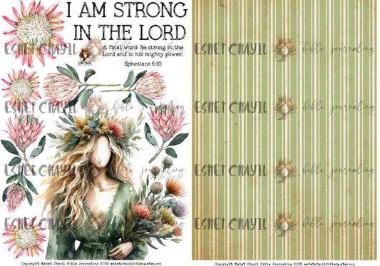 #AFFIRMATION 8 - I am strong in the Lord – Ephesians 6:10  - Bible Journaling Printable