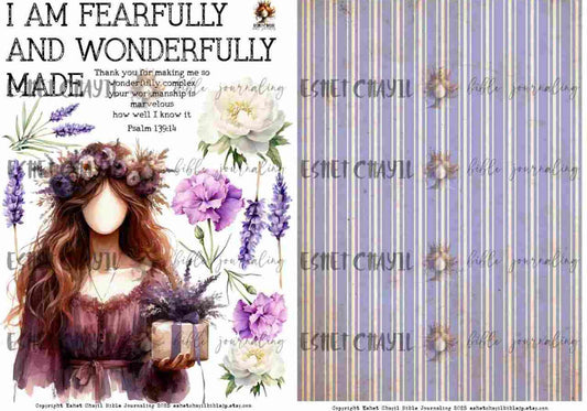 #AFFIRMATION 3 -  I am fearfully and wonderfully made – Psalm 139:14 - Bible Journaling Printable