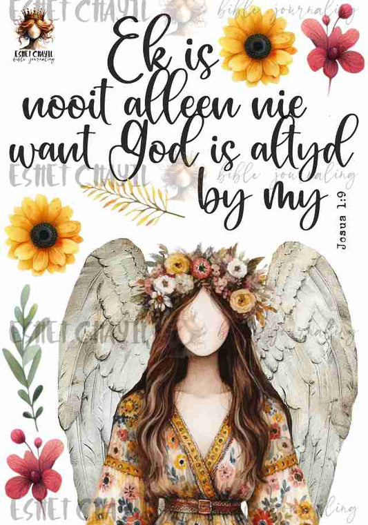 #GOD SAYS I AM BIBLE JOURNALING PRINTABLE - EK IS NOOIT ALLEEN NIE (AFRIKAANS)