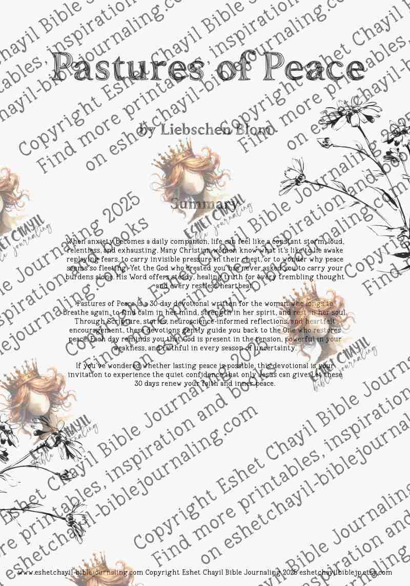 Pastures of Peace - A 30 Day Devotional EBook providing Comfort for the Woman Suffering from Anxiety