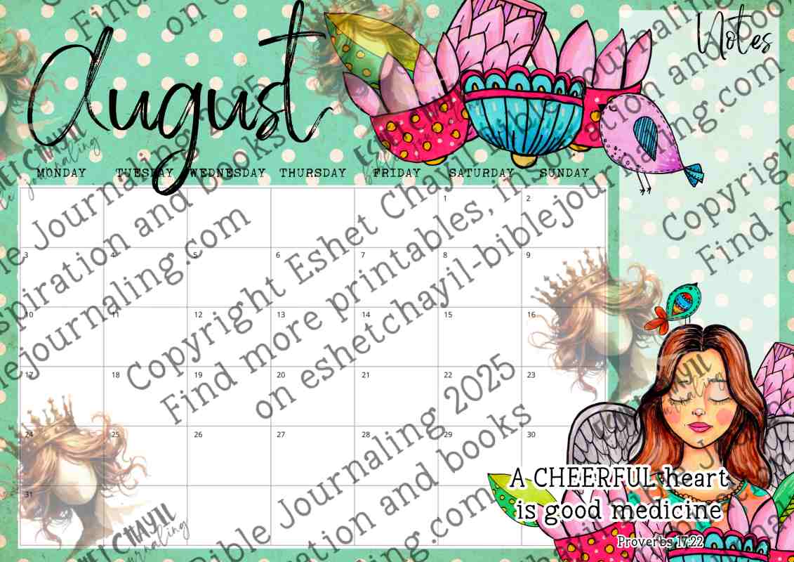 A Joyful 2026 - Printable Calendar up to A3 with Hand drawn Illustrations