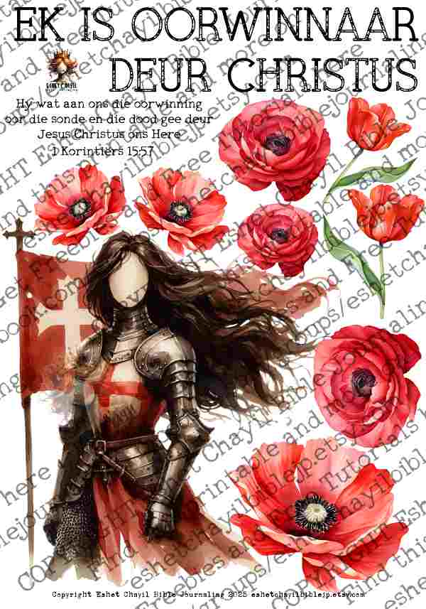 #BEVESTIGING 31 - Ek is oorwinnaar deur Christus - 1 Korintiërs 15:57 - Bible Journaling Printable