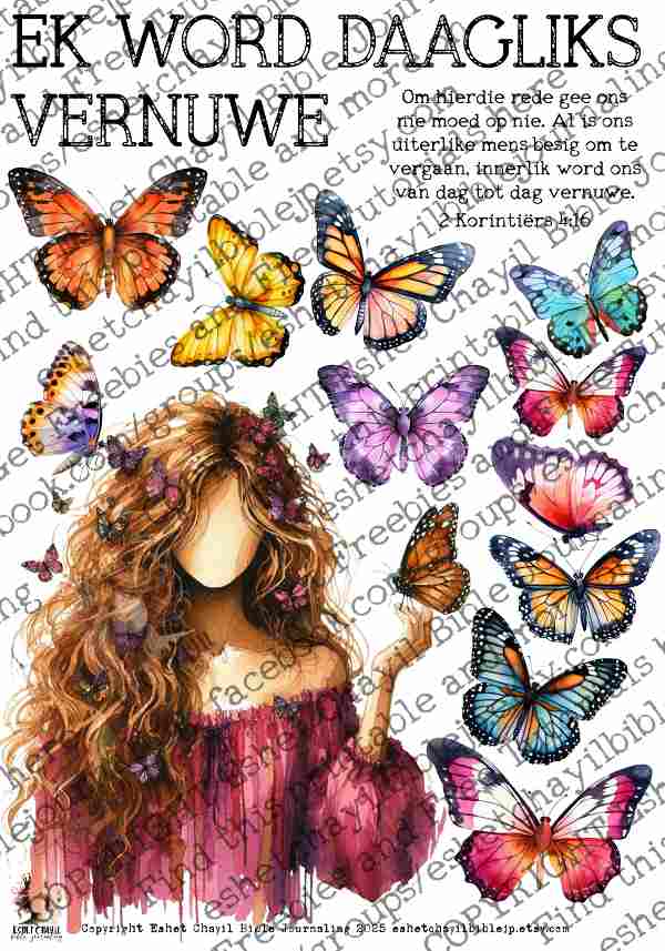 #BEVESTIGING 30 - Ek word daagliks vernuwe – 2 Korintiërs 4:16 - Bible Journaling Printable
