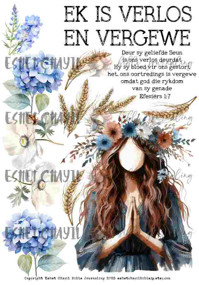 #BEVESTIGING 2 - Ek is verlos en vergewe – Efesiërs 1:7  - Bible Journaling Printable