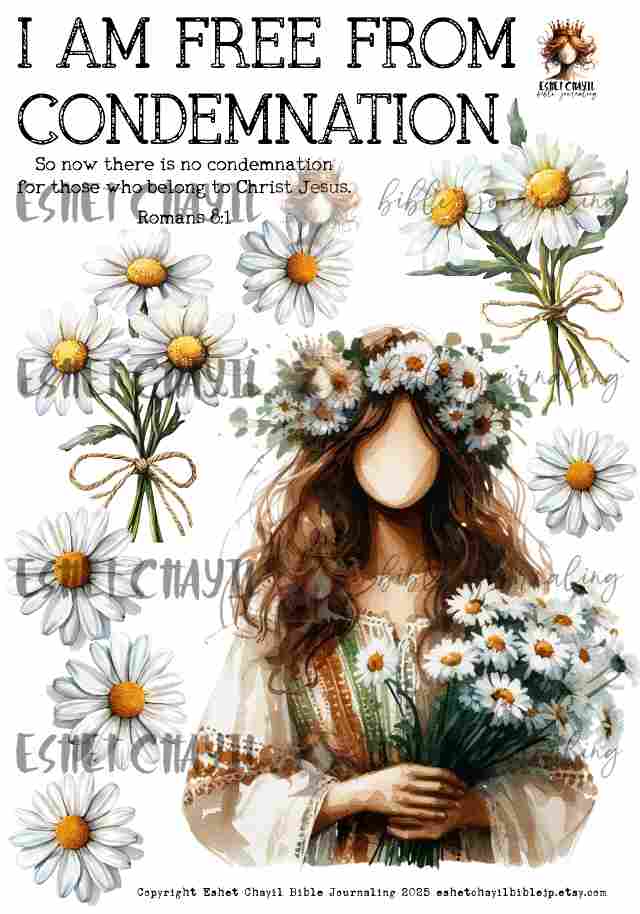 #AFFIRMATION 6 -  I am free from condemnation – Romans 8:1 - Bible Journaling Printable