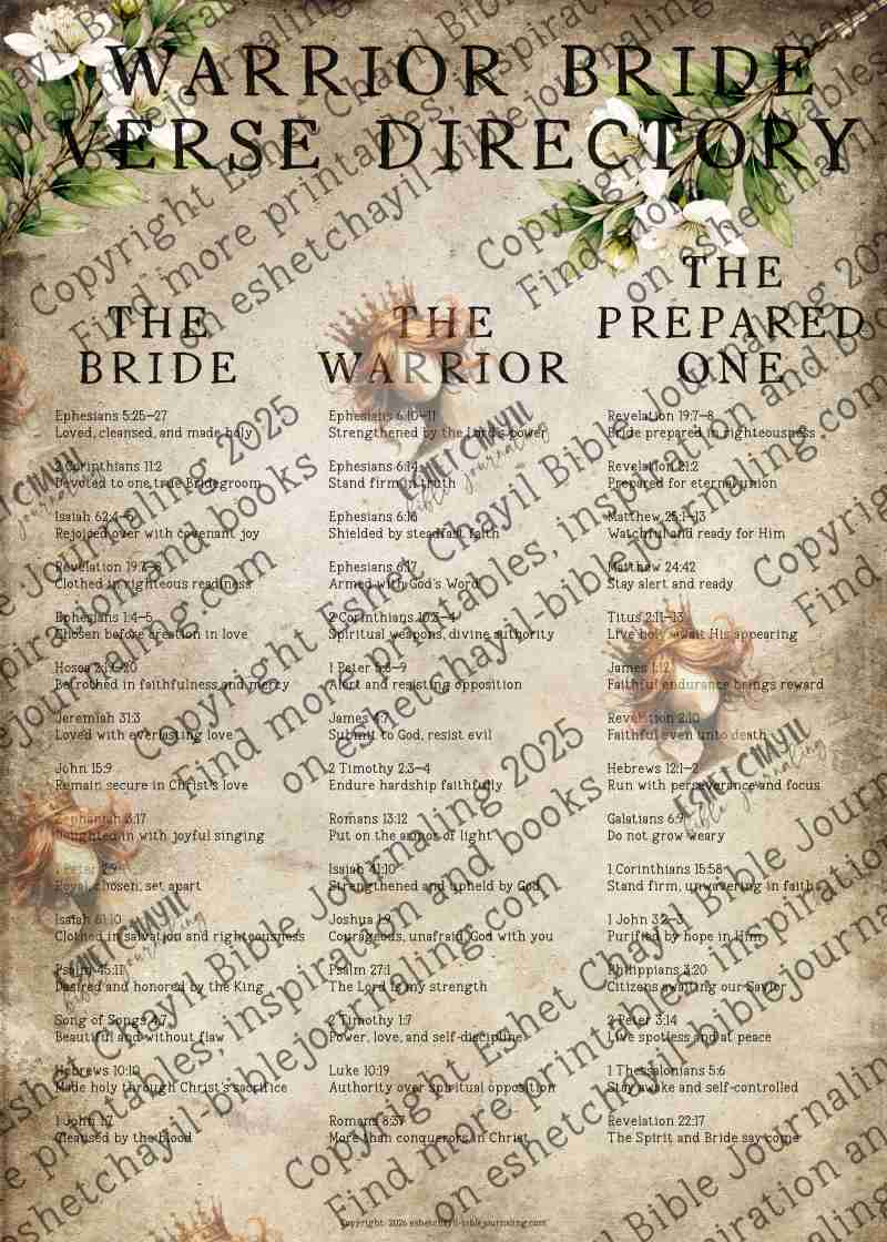 Warrior Bride Christian Printable – Ivory Edition – Bible Journaling Tip Ins and Tabs – Christian Woman Art – Spiritual Warfare Decor